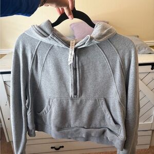 Lululemon Gray Scuba Half-Zip Cropped Hoodie